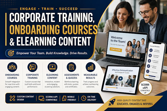 create corporate training, onboarding courses and elearning content
