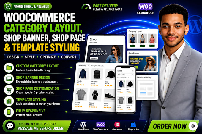 customize woocommerce category layout, shop banner, shop pag, template styling
