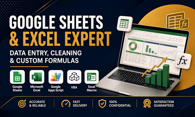 google sheets and excel expert for data entry cleaning and custom formulas