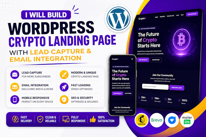 build wordpress crypto landing page with lead capture and email integration