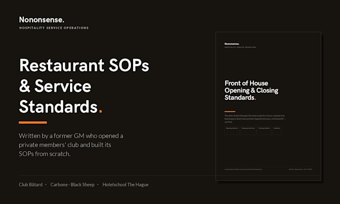 write restaurant sops, service standards, and staff training manuals