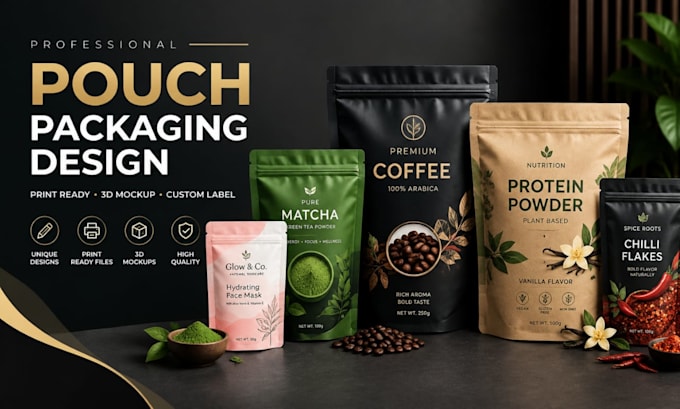 create custom pouch label design, mylar bag pouch packaging design