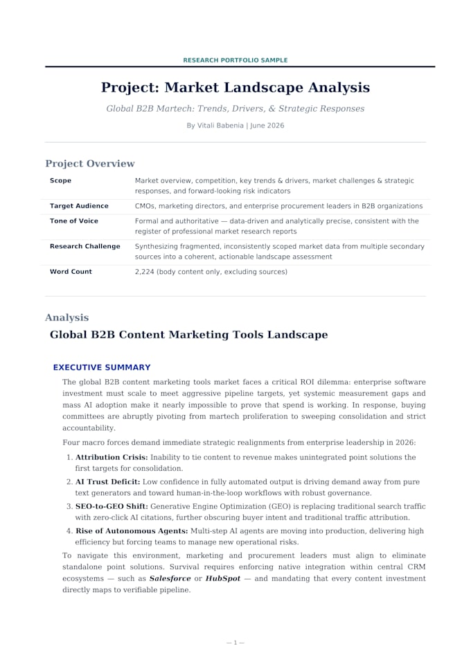 conduct market research and write a business report