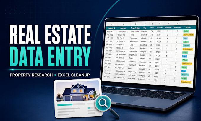 do real estate data entry and property research