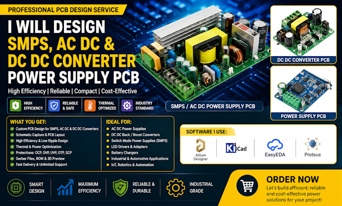 design smps, ac dc and dc dc converter power supply pcb