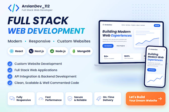 build a custom website, full stack website development