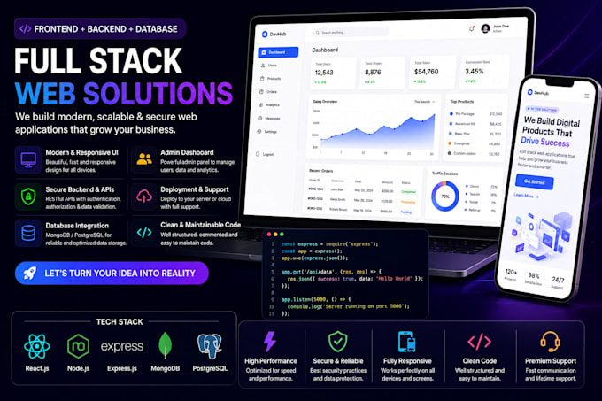 create a modern full stack webapps or websites with deployement