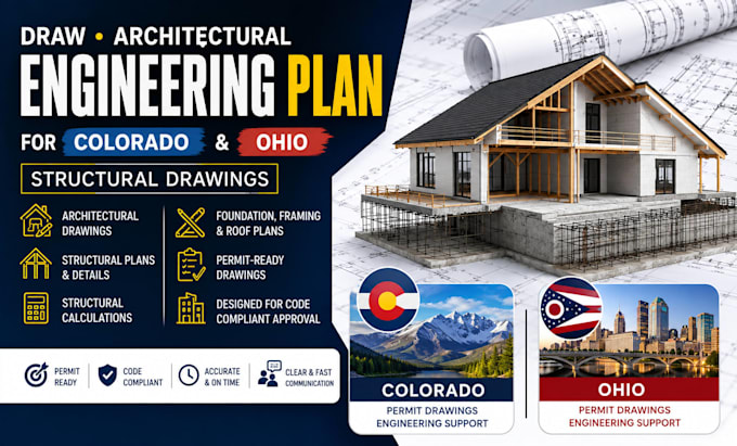draw stamp architectural engirneering plan for colorado, ohio structural drawing