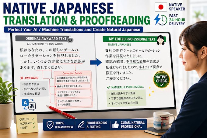 proofread, edit, and polish your japanese text as a native