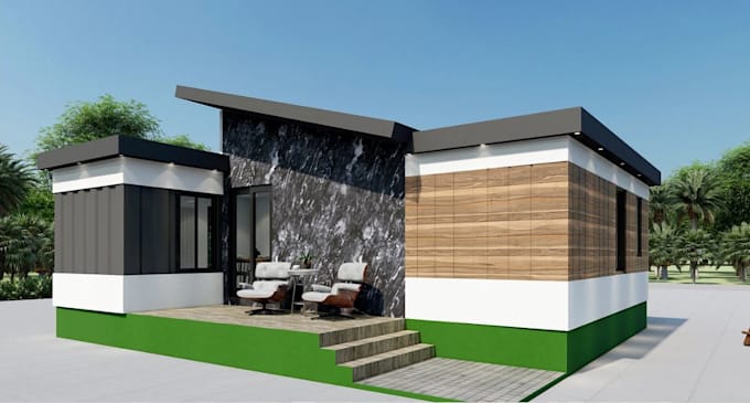 design modern shipping container house,modular prefab home render,autodesk revit