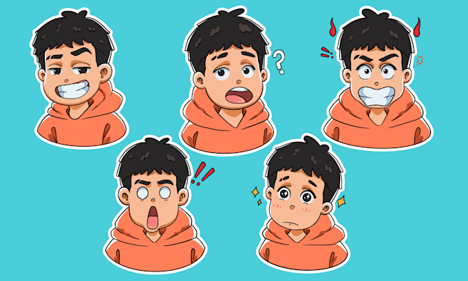draw cartoon stickers, emoticon, mascot