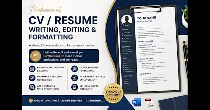 write, edit and professionally format your CV or resume
