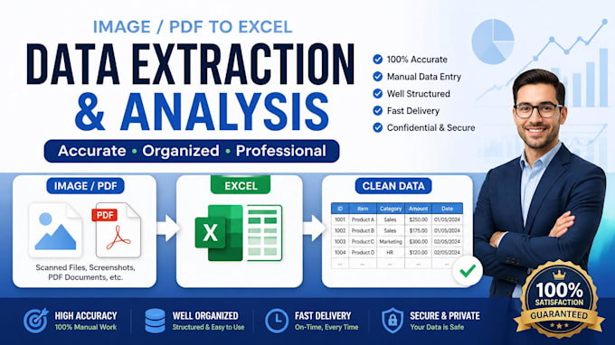 extract data from images or PDF to excel and analyze it