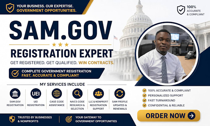 sam gov registration, uei, cage code and government vendor setup