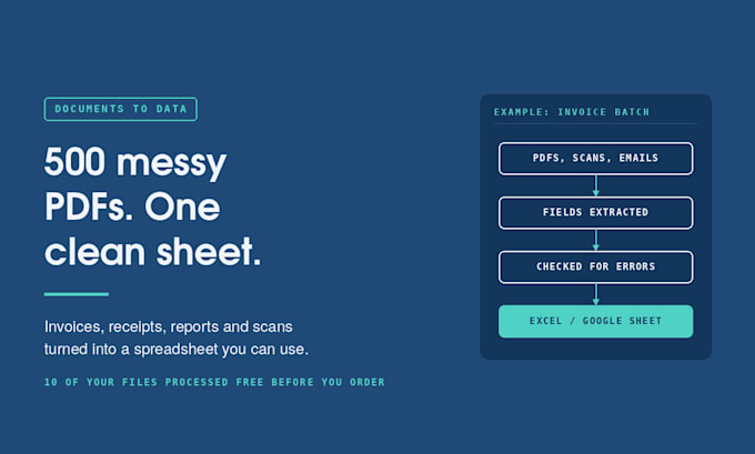 extract data from your pdfs and invoices into a clean spreadsheet