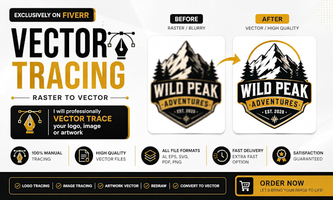 do manual vector tracing, vectorize image, redraw, and convert image to vector
