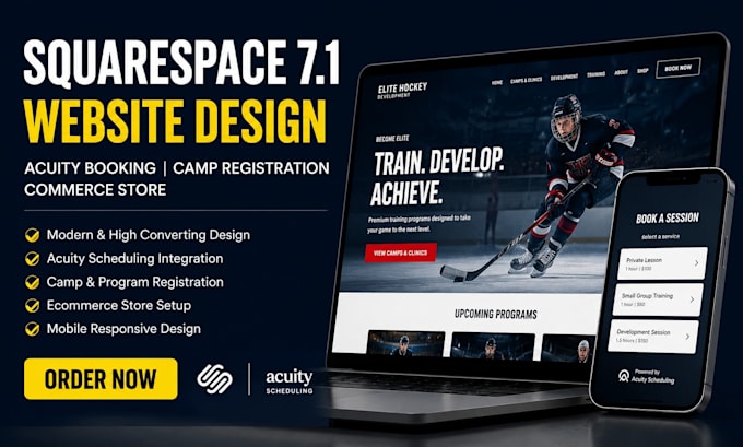 squarespace 7 1 website redesign acuity booking camp registration commerce store