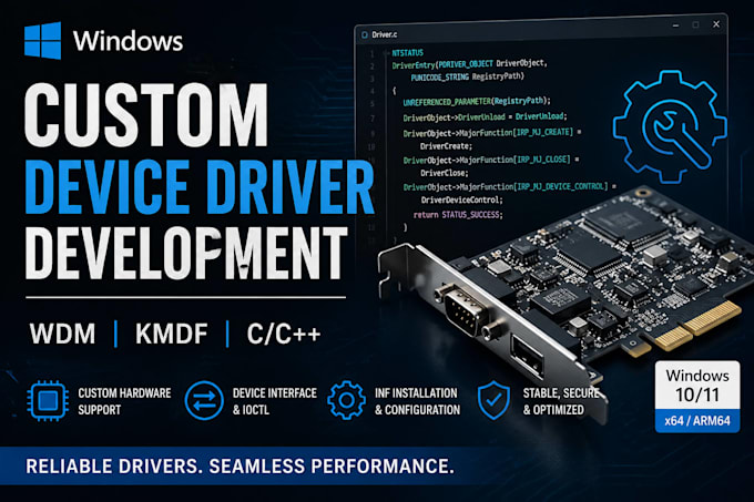 develop windows device drivers for custom hardware