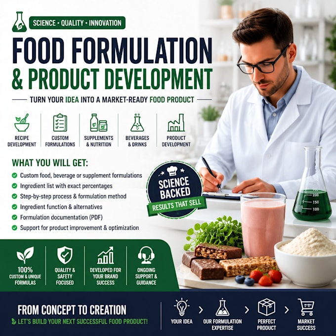 develop custom beverages food formulations and product development recipes