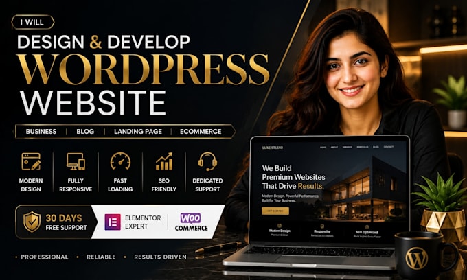 build wordpress website development, business website or wordpress blog website