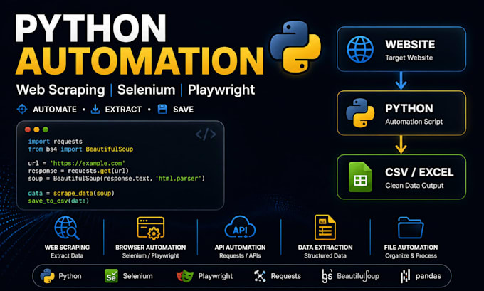 do python web scraping and data extraction using selenium