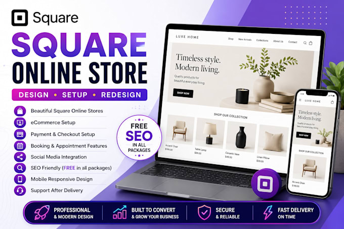 design square online store, ecommerce store, square redesign and square seo