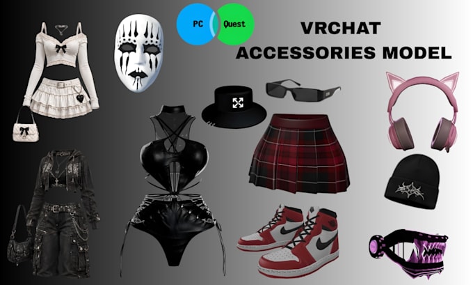 create custom vrchat assets outfits accessories weapons props and clothing