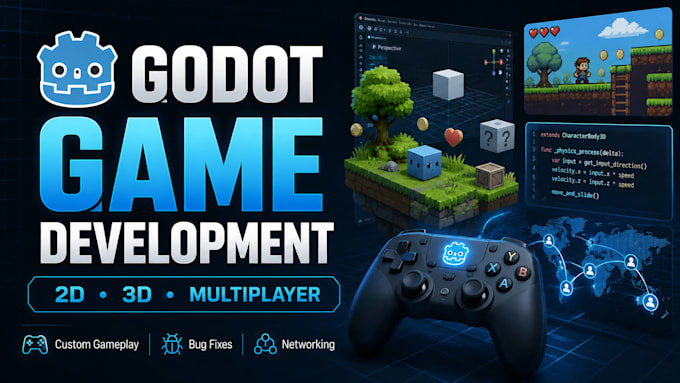 develop 2d 3d and multiplayer games in godot