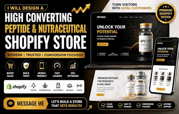 desin a high converting peptide nutraceutical shopify store