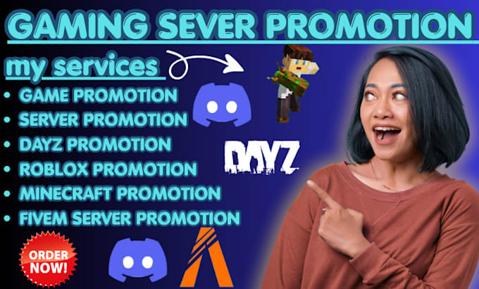 promote minecraft server promotion dayz, rust, fivem, gaming server, discord ad