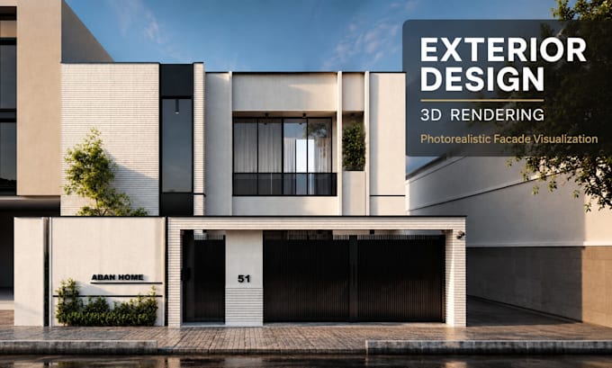 design and render realistic 3d exterior facade