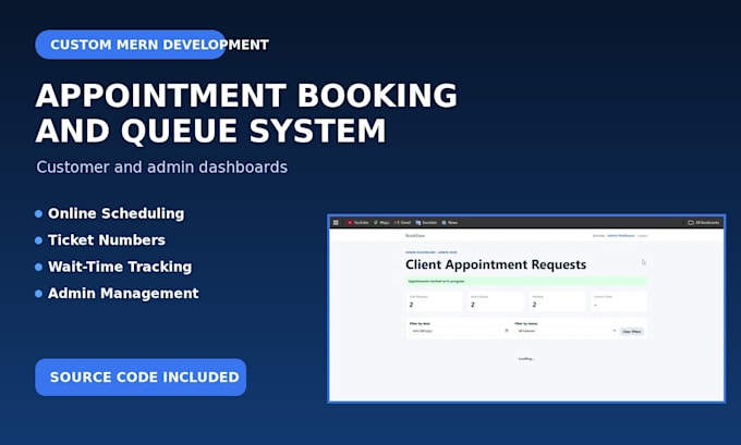 build an appointment booking and queue management web app