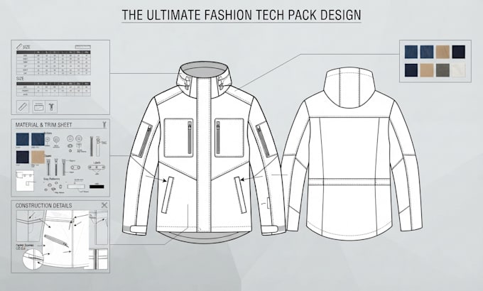 create fashion tech pack, clothing tech pack and technical drawings