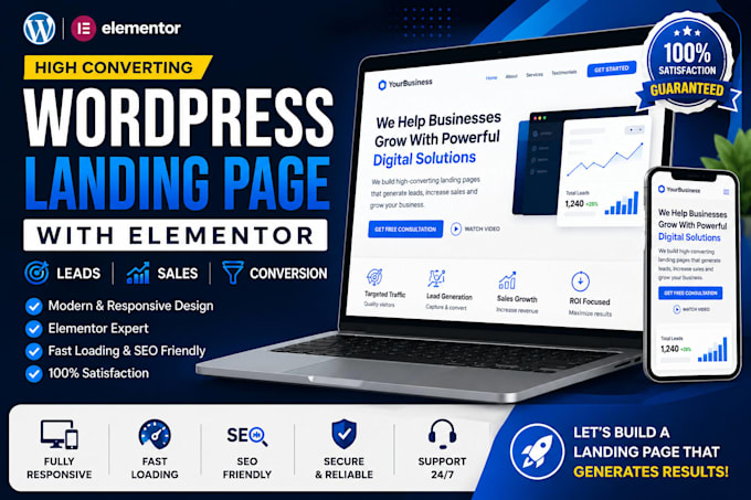 design wordpress sales funnel landing page with elementor