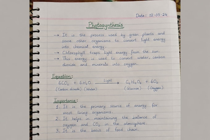 write neat and clear handwritten notes