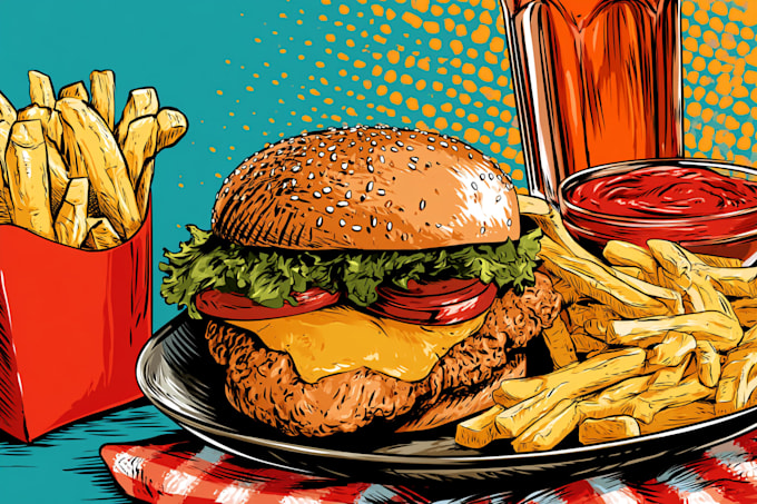 draw food pop art