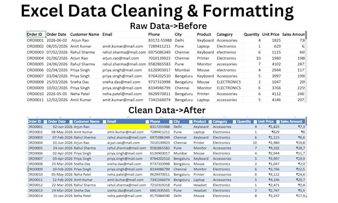 clean, format and organize your excel data