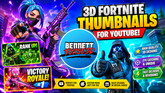 create 3d fortnite thumbnails for youtube gaming videos