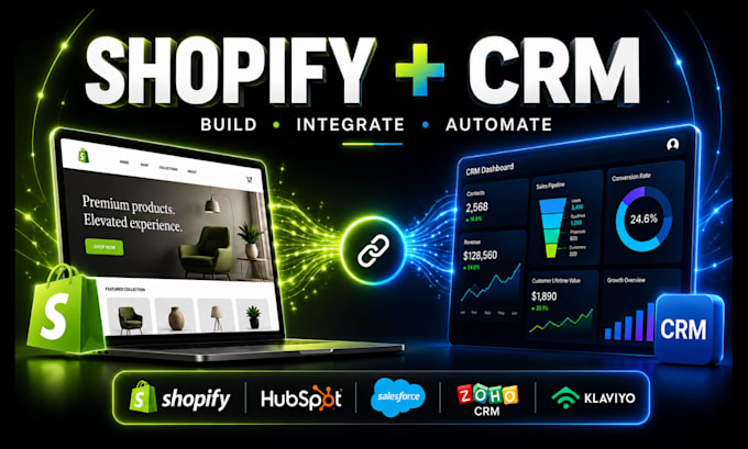 setup and design shopify store with crm integration and automation workflow