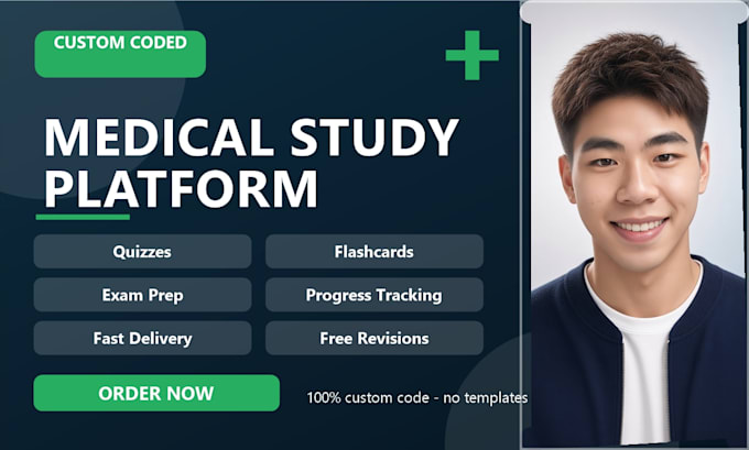 build a medical study platform web app with quizzes and flashcards