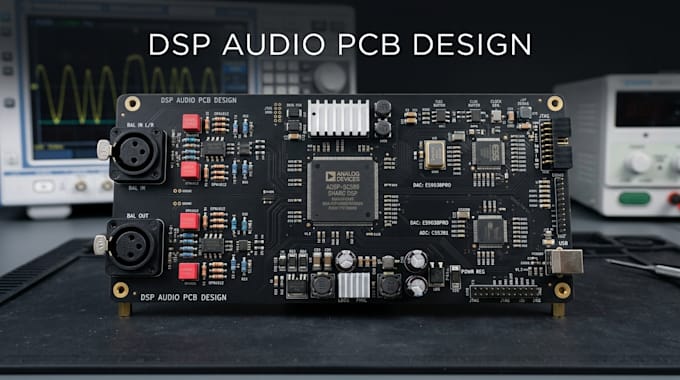 design dsp audio pcb with adc dac and balanced io and pcb layout
