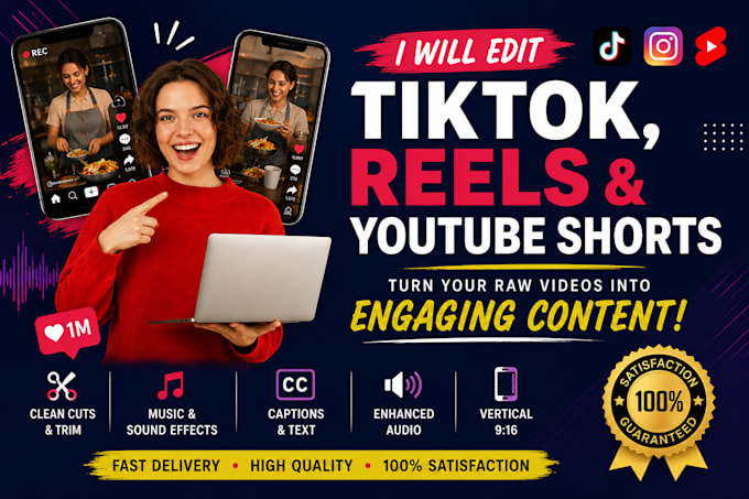 edit engaging tiktok instagram reels and youtube shorts