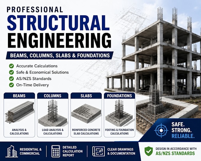 design beams, columns, slabs and foundations