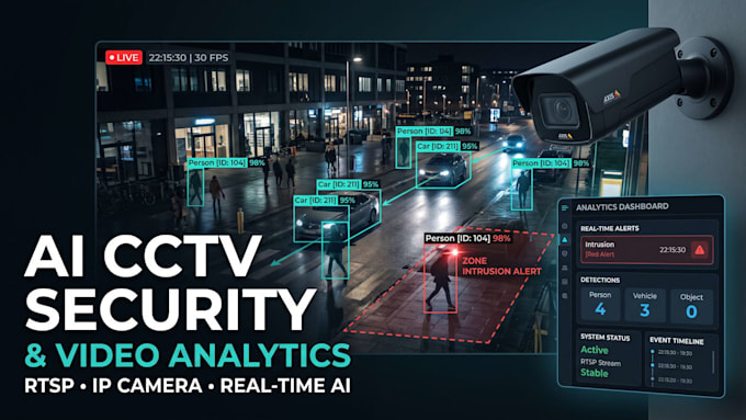 build ai cctv security and video analytics system for rtsp IP cameras