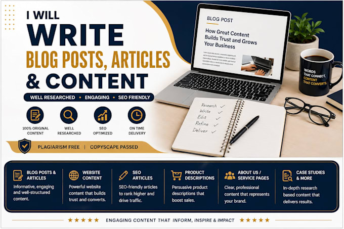 write engaging  and  informative blog posts and  articles