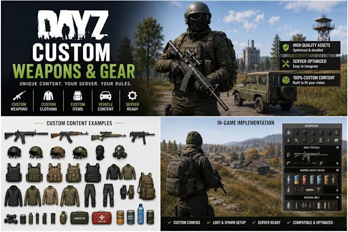 create custom dayz weapons, items, vehicles and gear