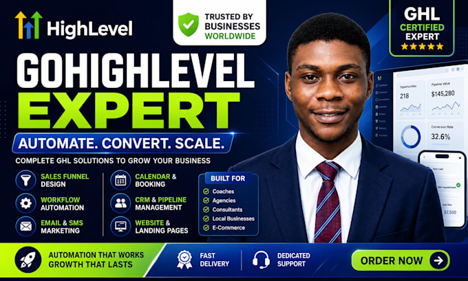 build gohighlevel automation, CRM, funnels and workflows
