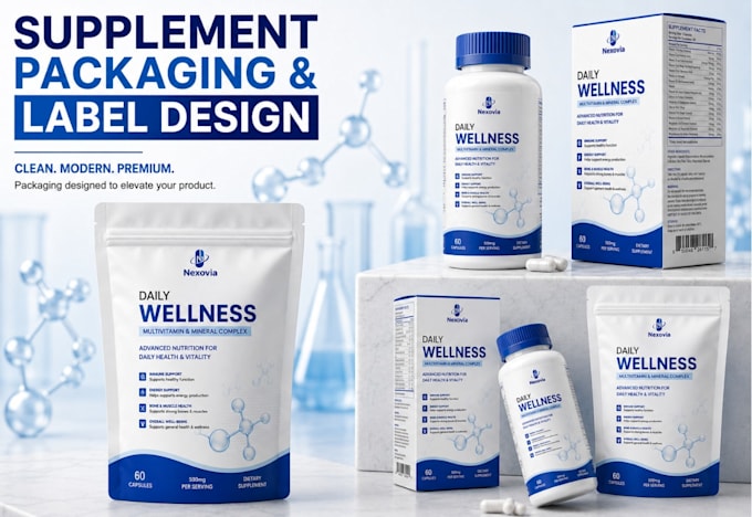 design supplement packaging bottle labels and product labels