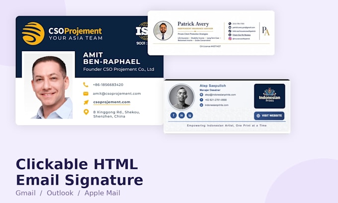 design a clickable HTML email signature