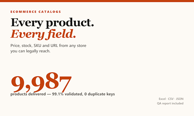 extract ecommerce product, price and stock data to excel
